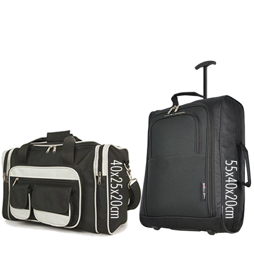 Priority Set 55x40x20cm & 40x25x20cm Black Black 7 Pockets